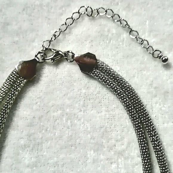 Elegant Black Acrylic Drop Silver Tone Statement Necklace - Picture 3 of 3